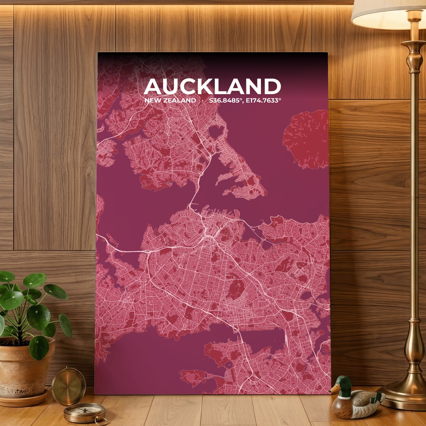 Auckland Scarlet Map Poster