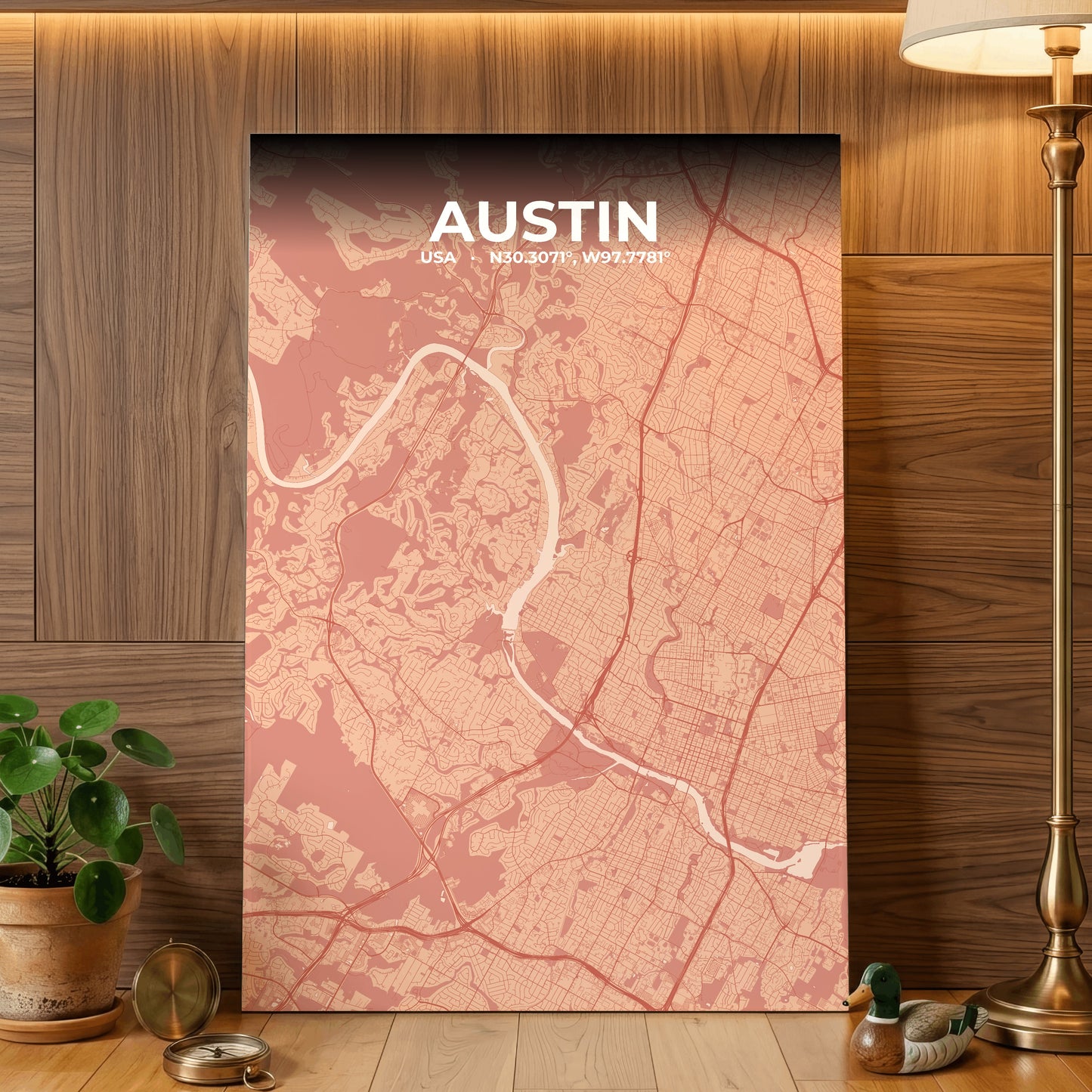Austin Blush Map Poster