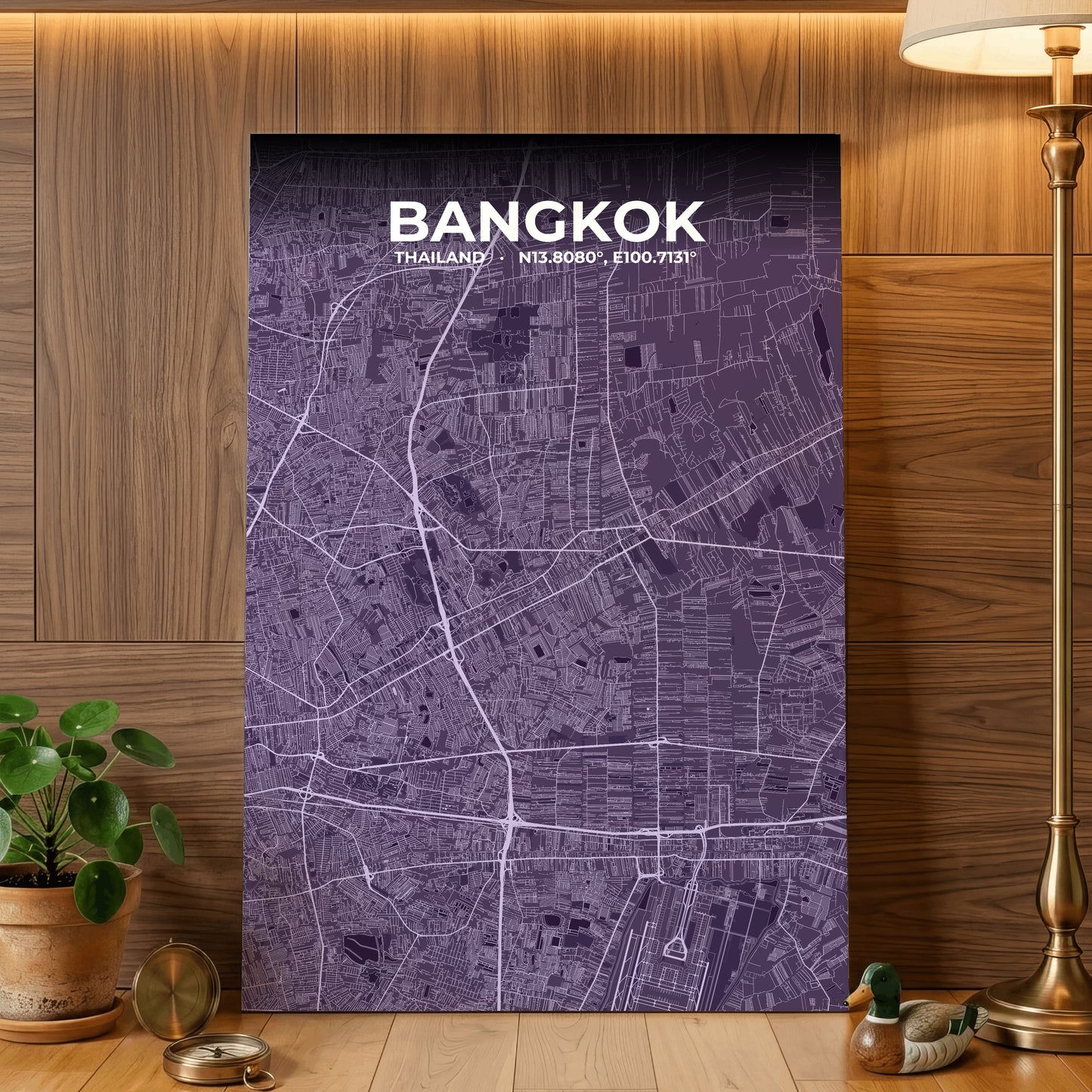Bangkok Dusk Map Poster