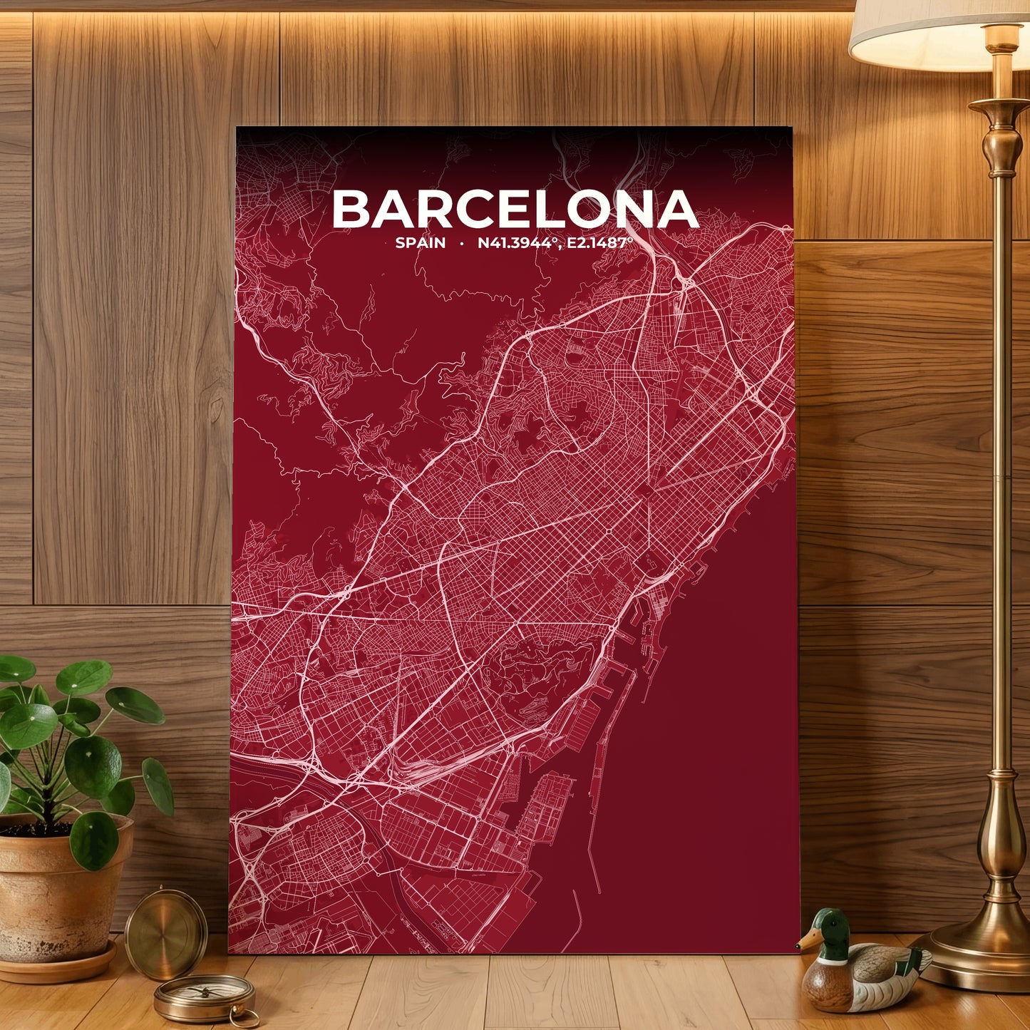 Barcelona Garnet Map Poster