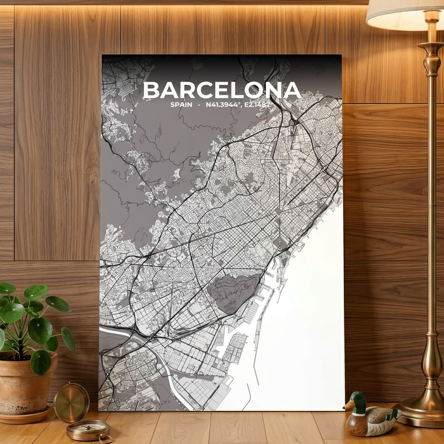 Barcelona Ash Map Poster