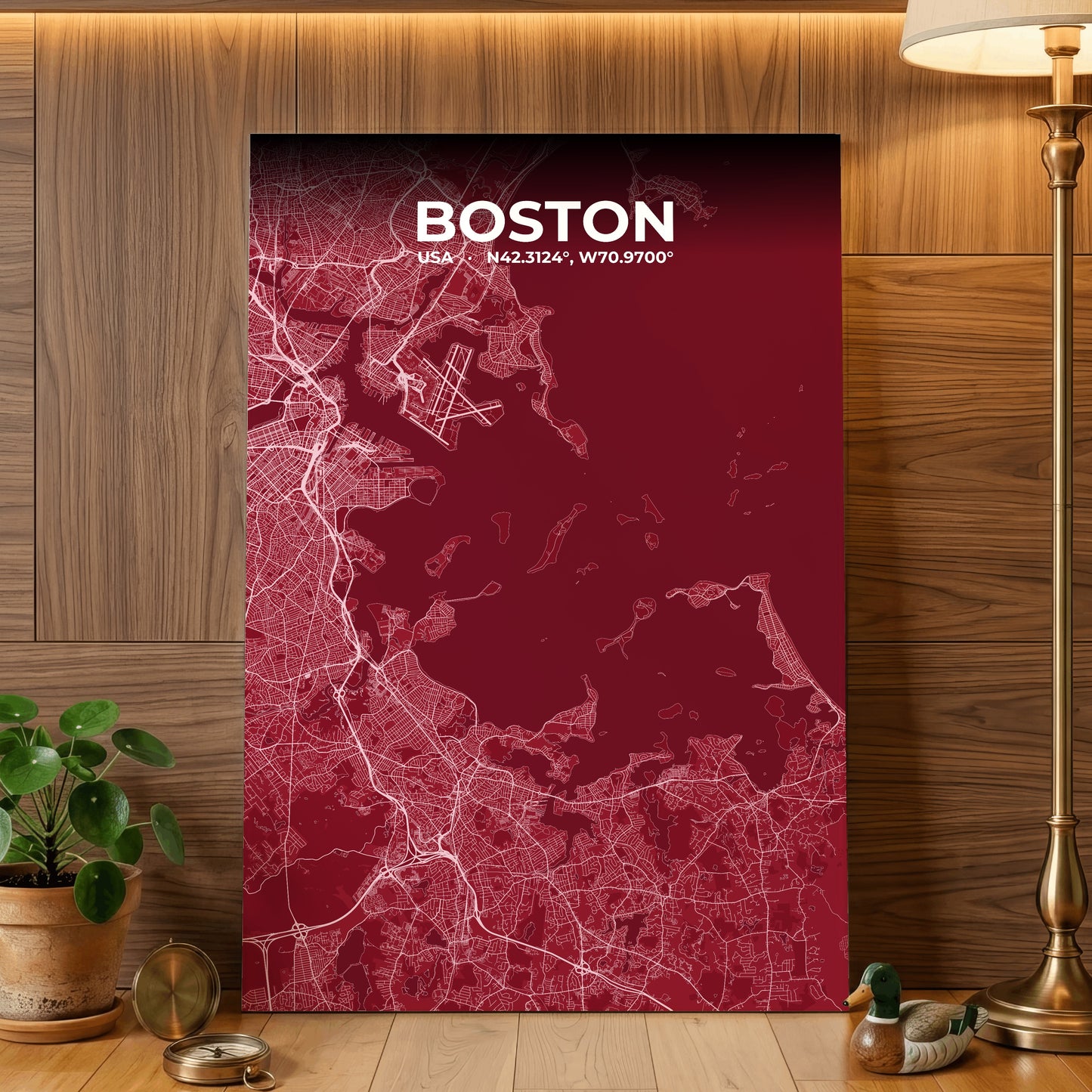 Boston Garnet Map Poster