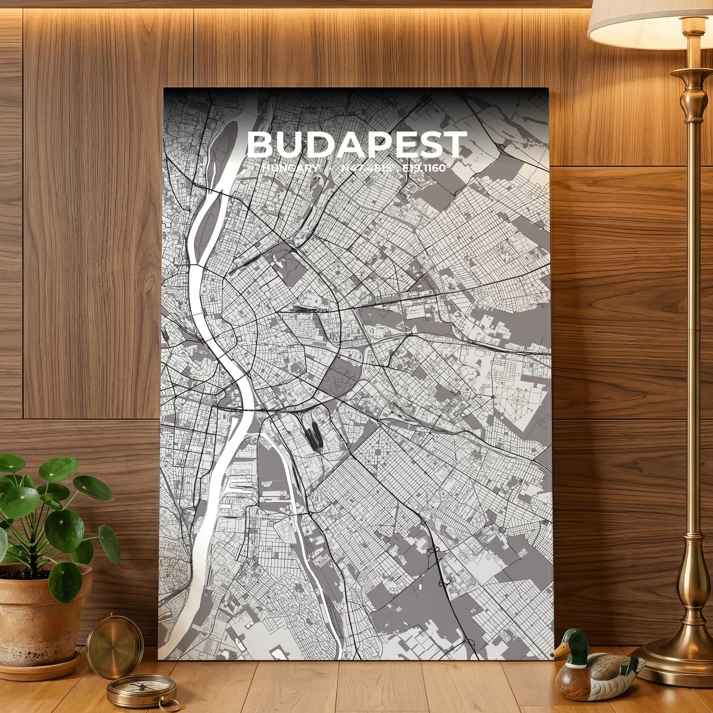 Budapest Ash Map Poster
