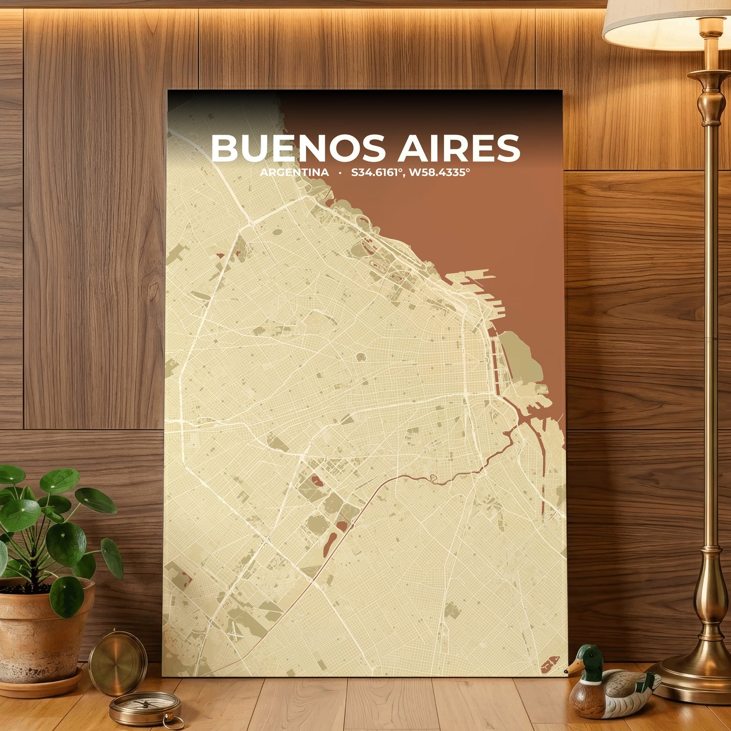 Buenos Aires Ember Map Poster