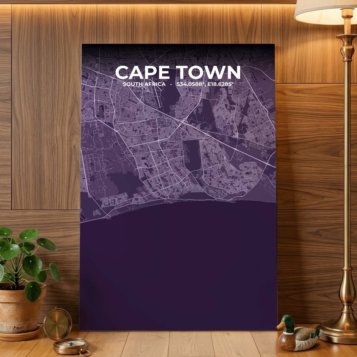Cape Town Dusk Map Poster