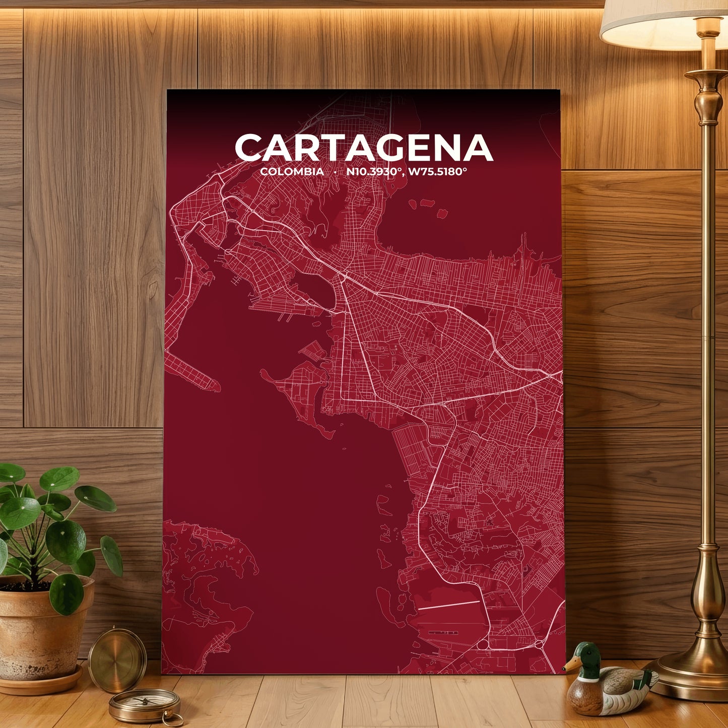 Cartagena Garnet Map Poster