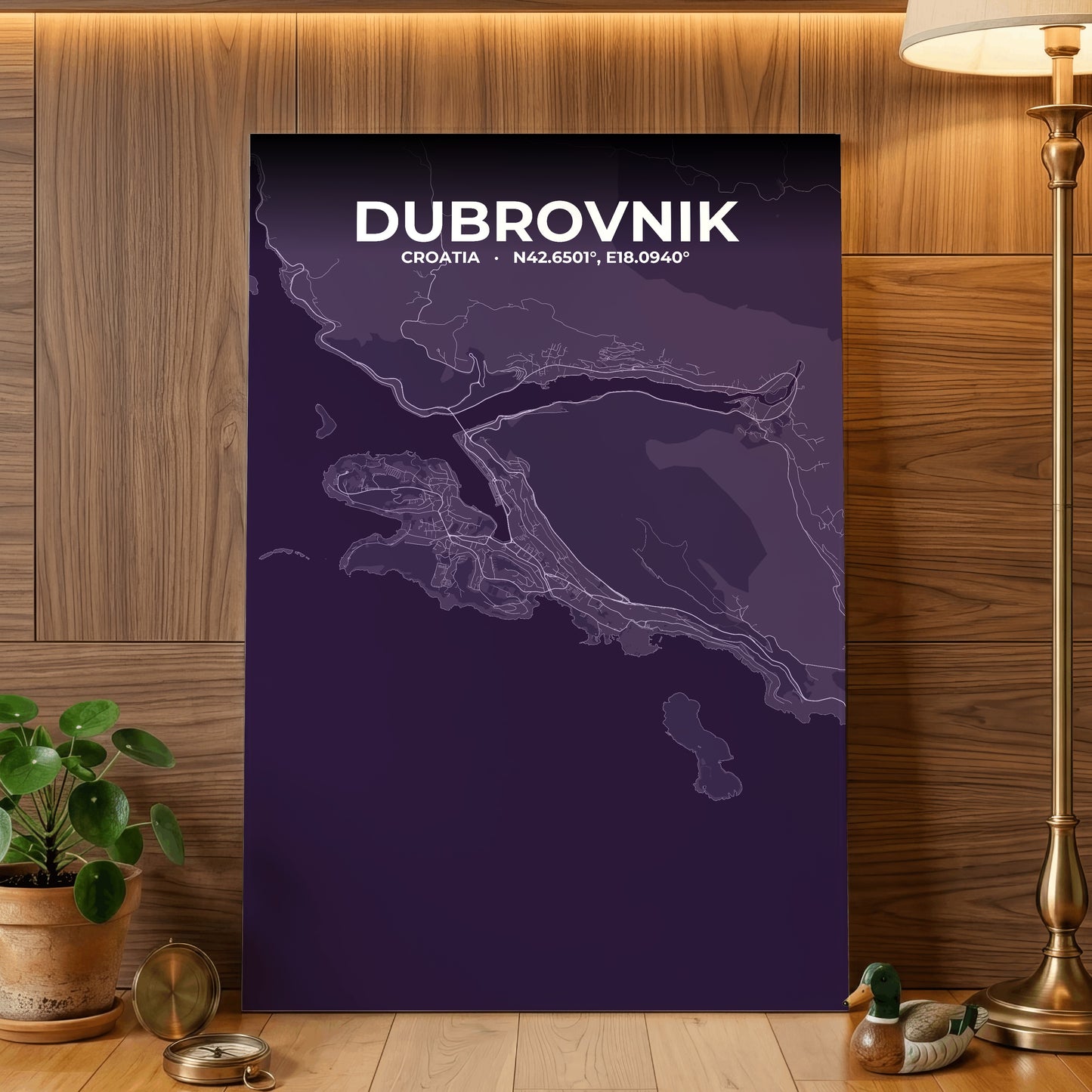 Dubrovnik Dusk Map Poster