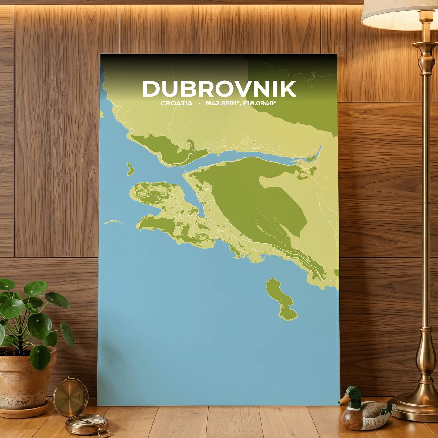 Dubrovnik Fern Map Poster