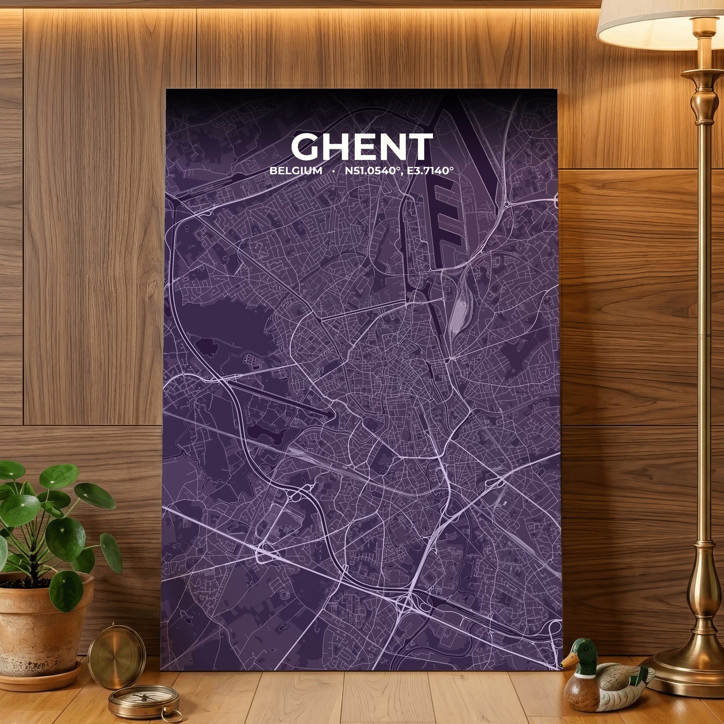 Ghent Dusk Map Poster