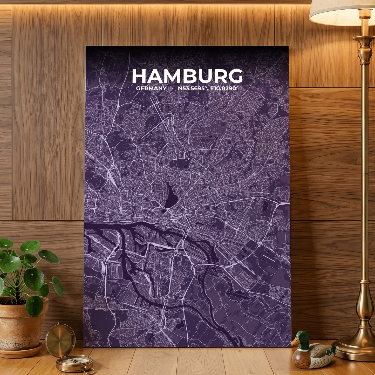 Hamburg Dusk Map Poster