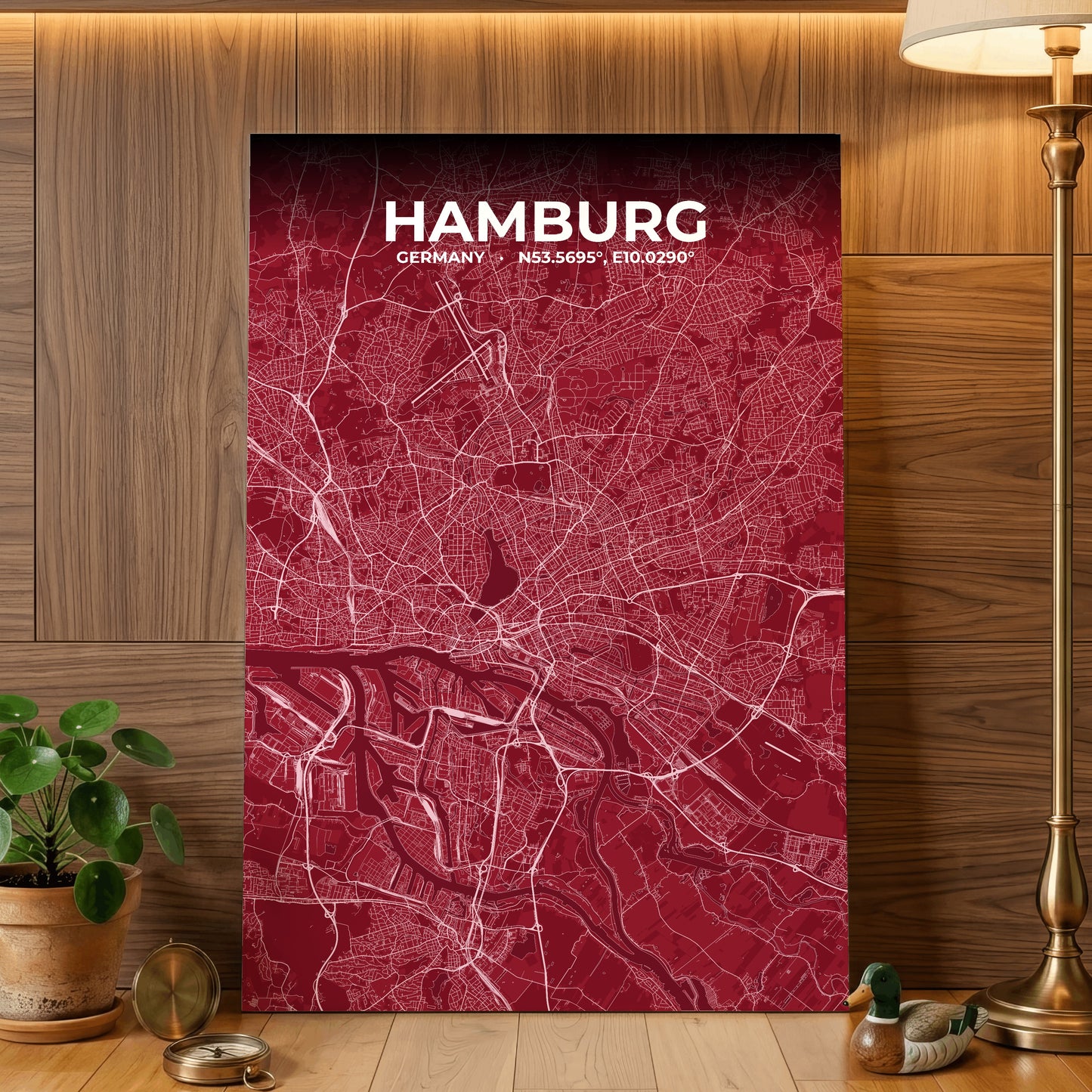 Hamburg Garnet Map Poster