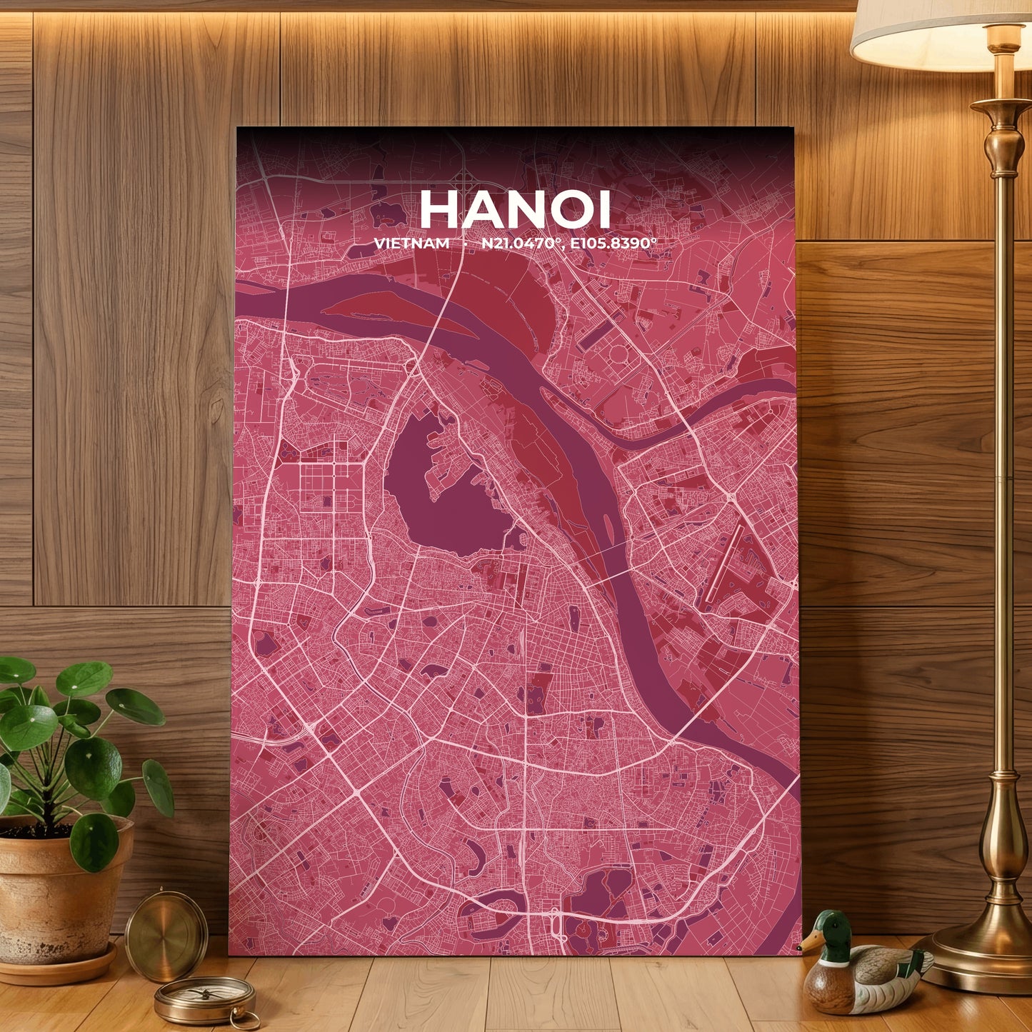 Hanoi Scarlet Map Poster