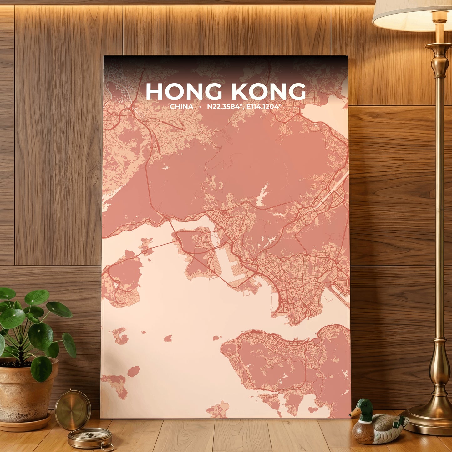 Hong Kong Blush Map Poster