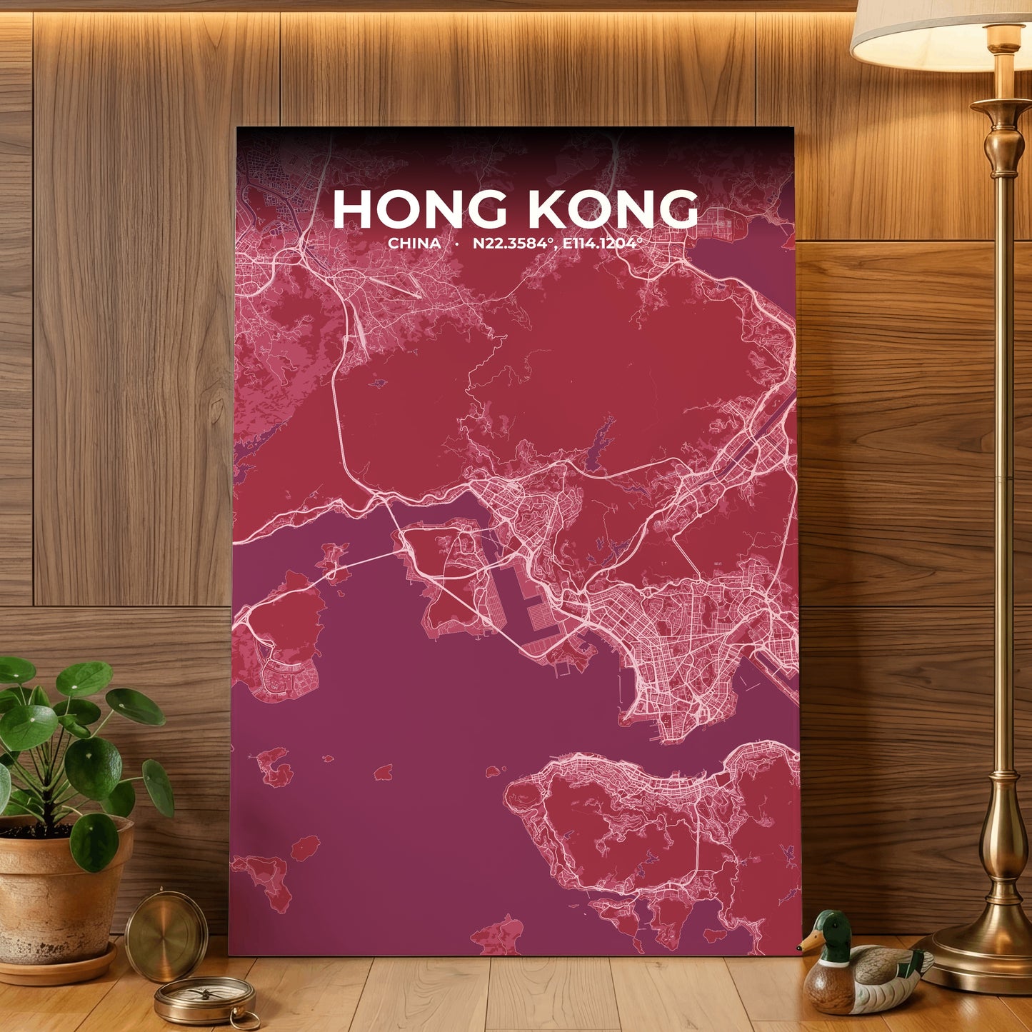 Hong Kong Scarlet Map Poster