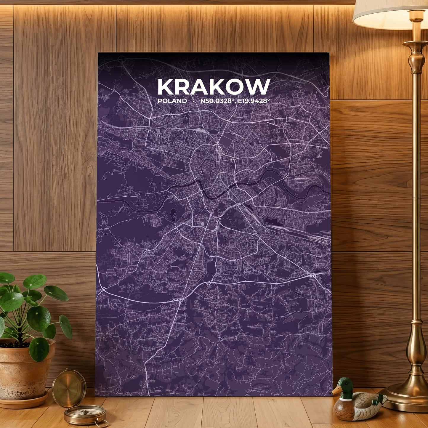 Krakow Dusk Map Poster