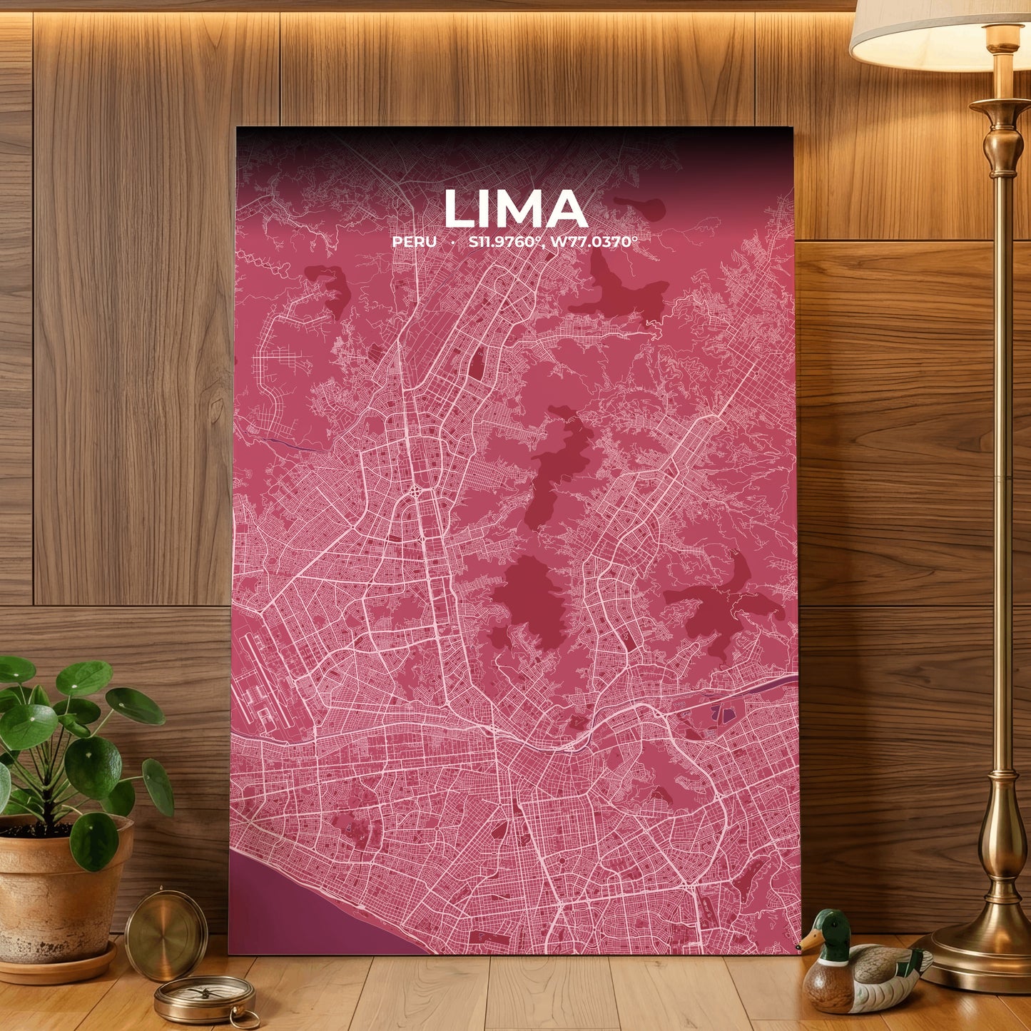 Lima Scarlet Map Poster