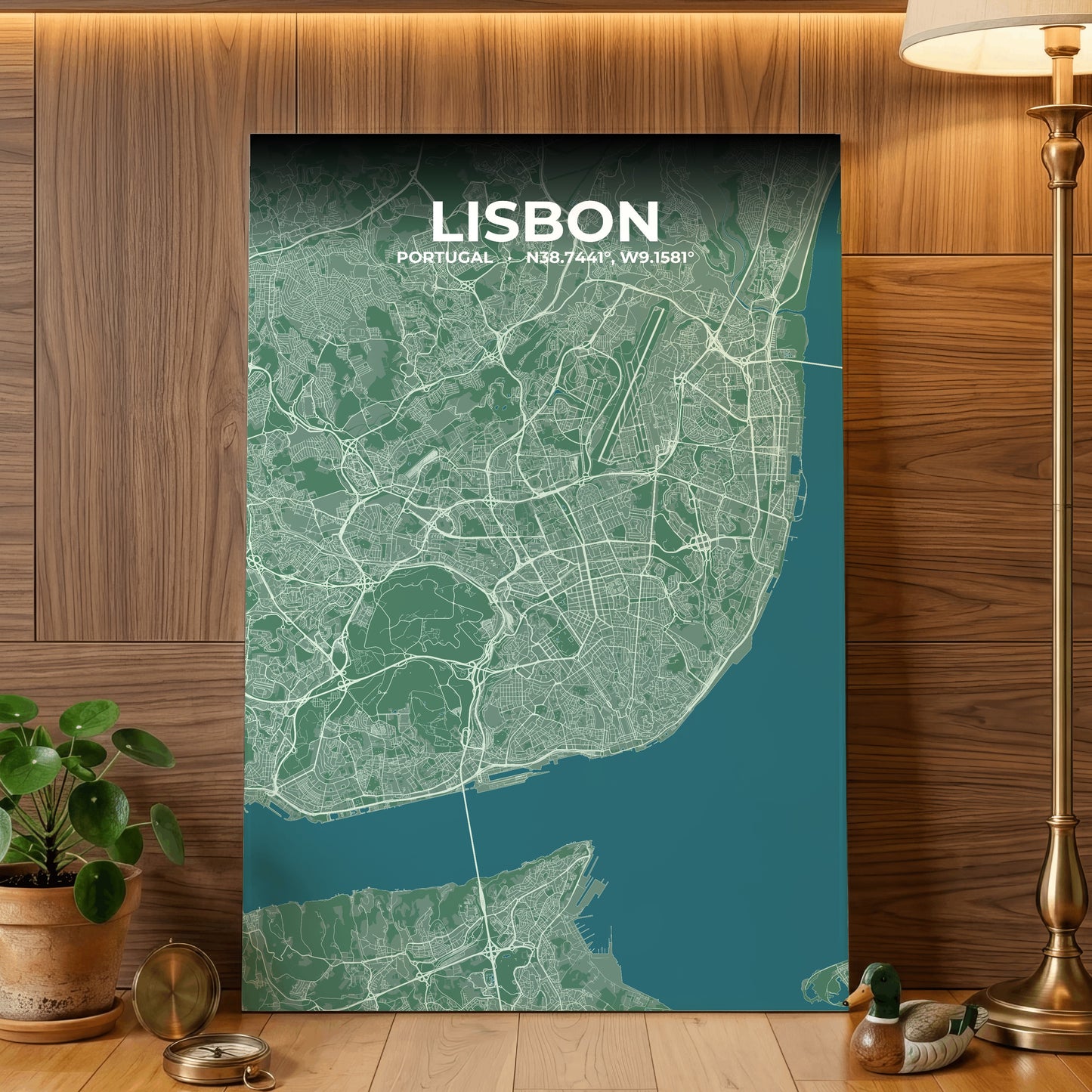 Lisbon Mist Map Poster