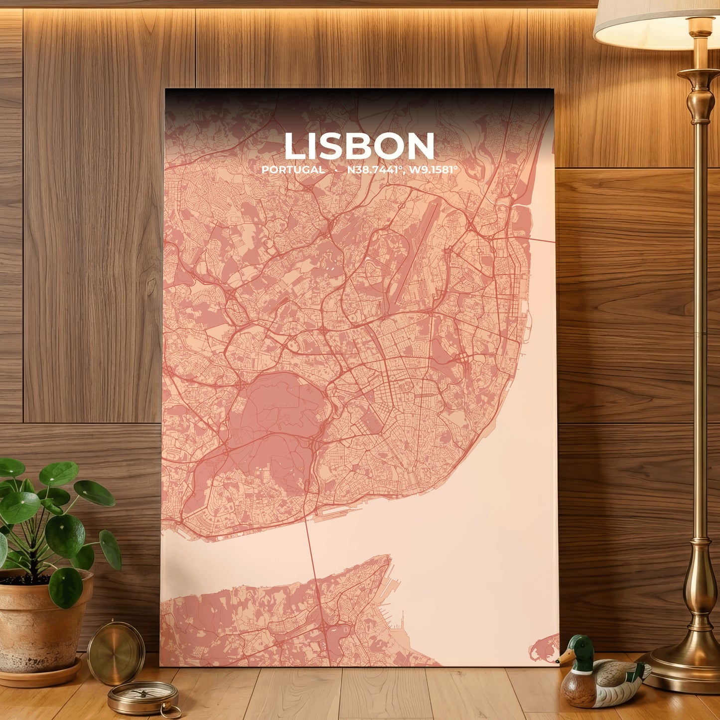 Lisbon Blush Map Poster