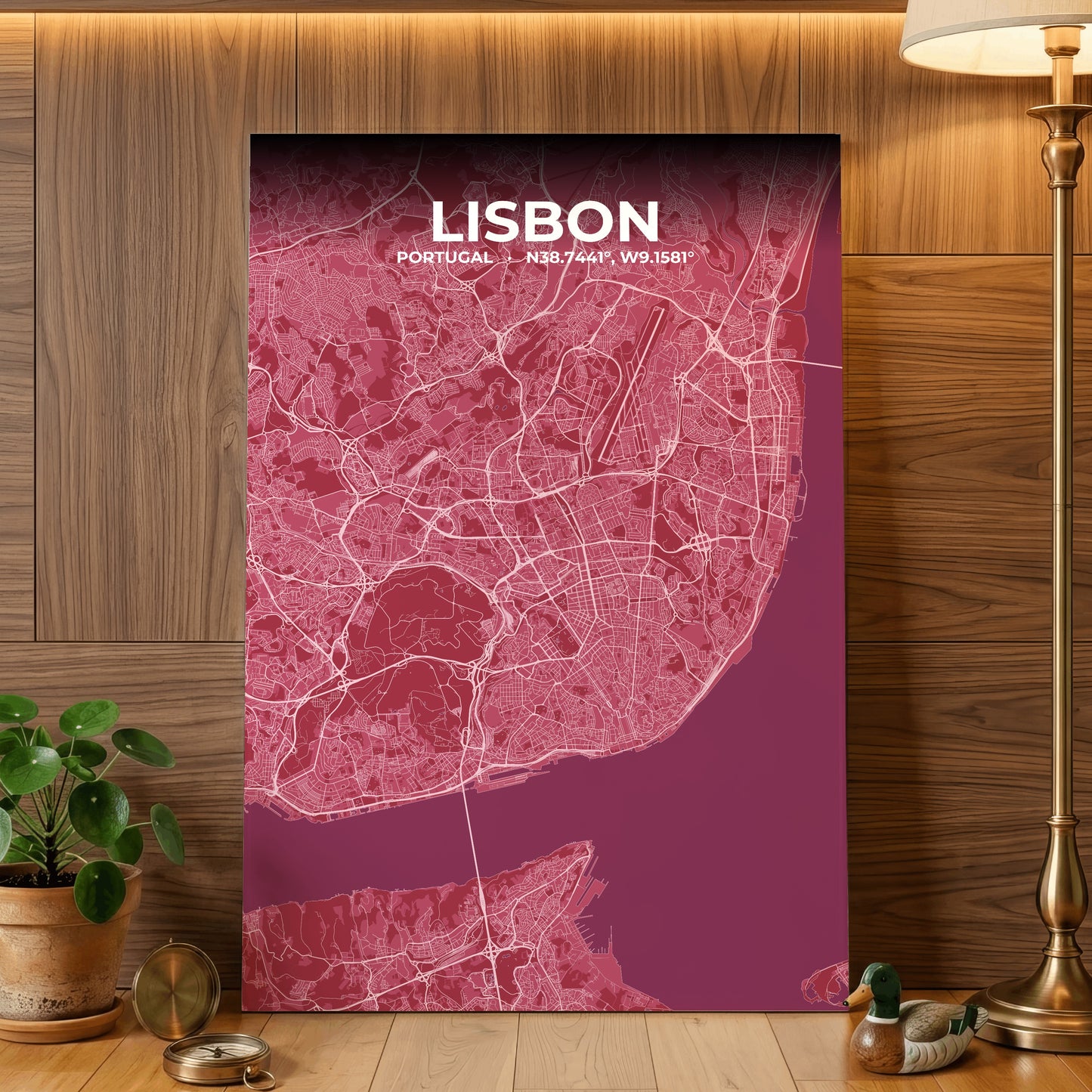 Lisbon Scarlet Map Poster