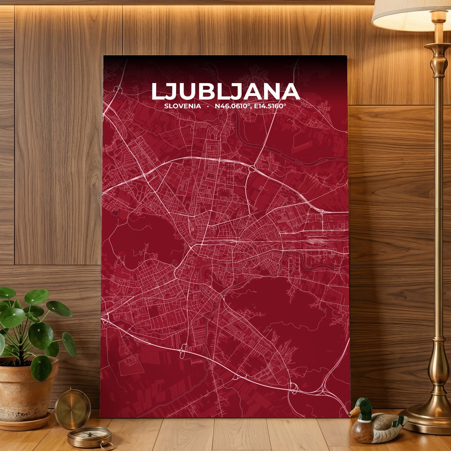 Ljubljana Garnet Map Poster
