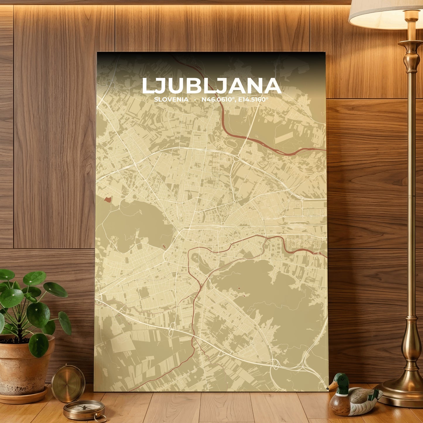 Ljubljana Ember Map Poster