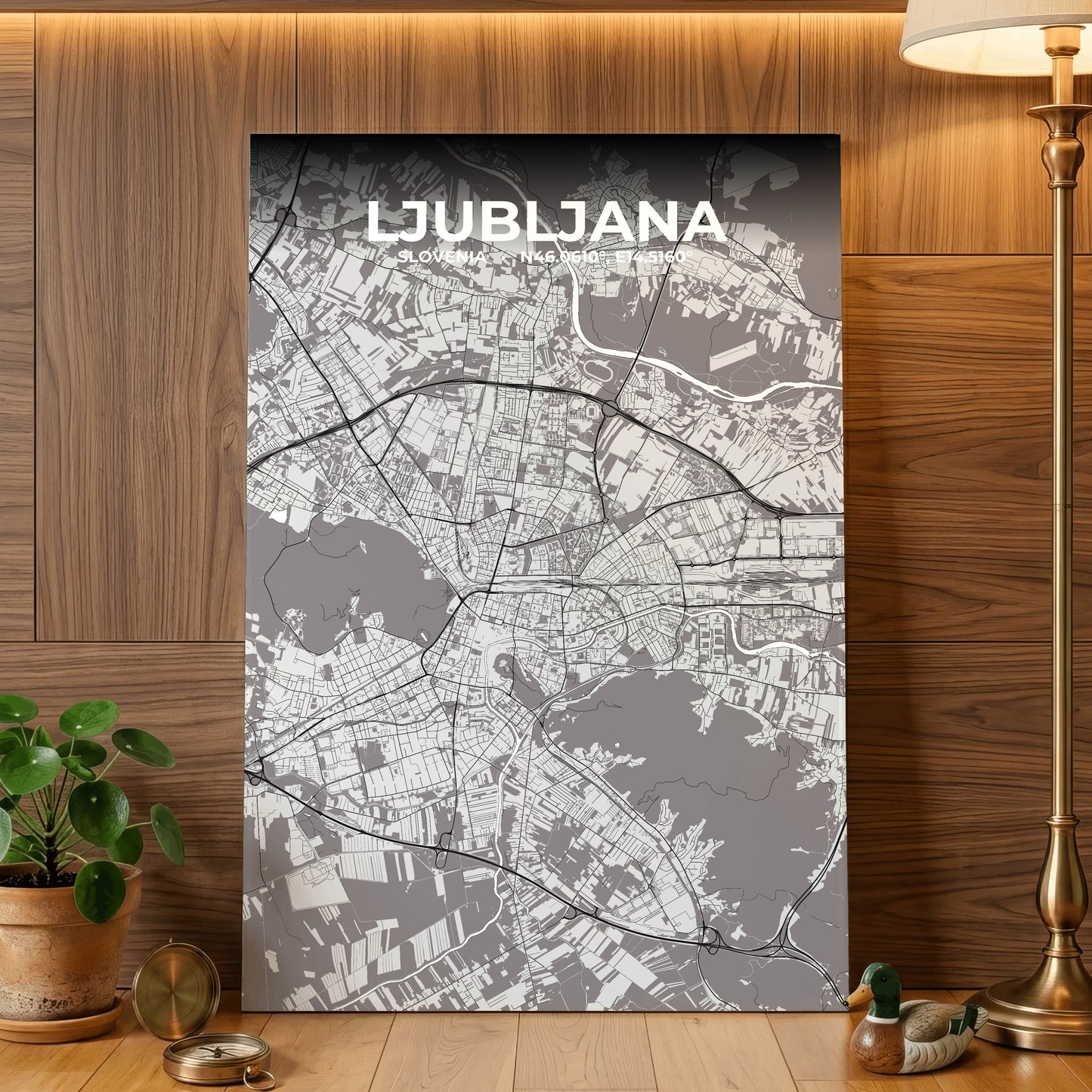 Ljubljana Ash Map Poster