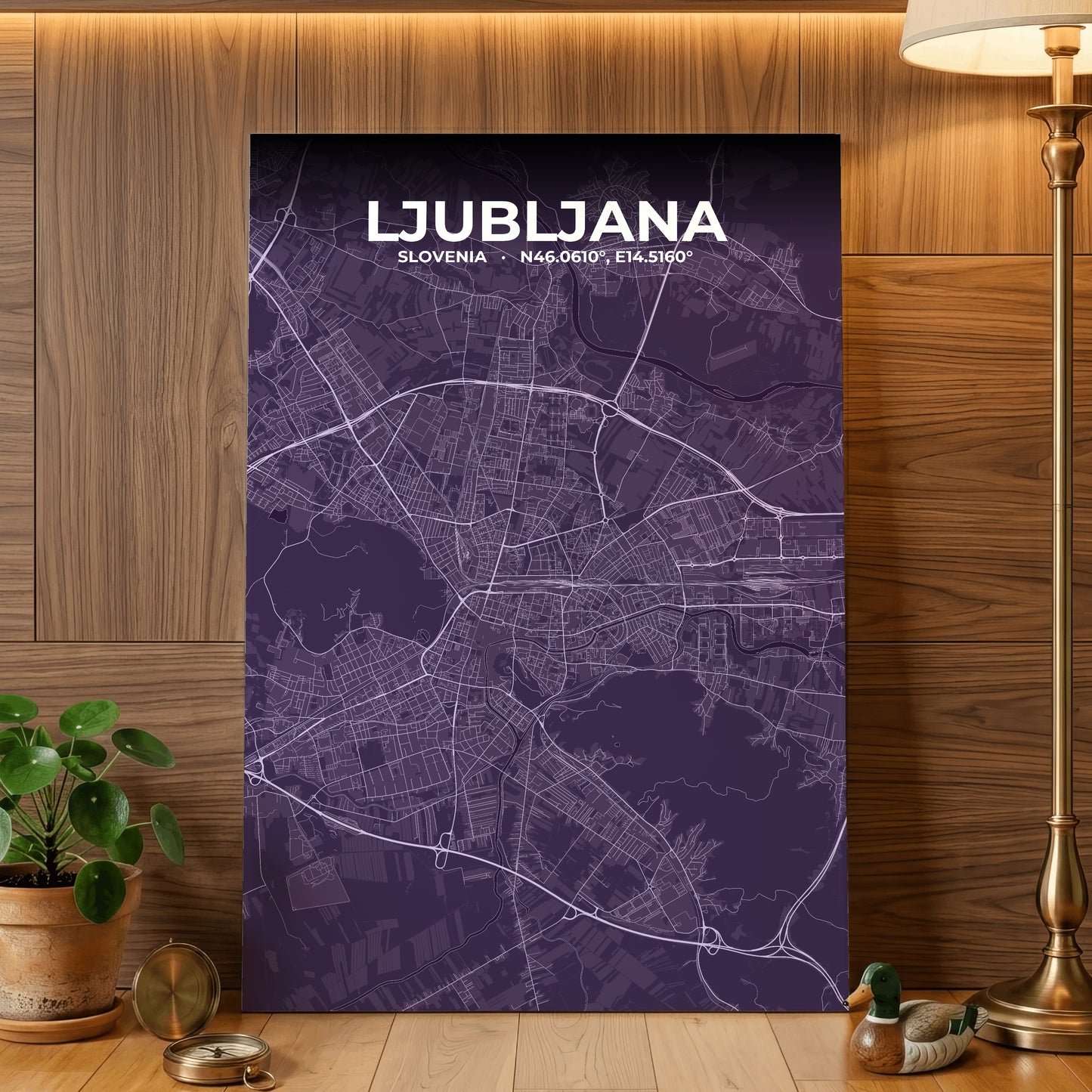Ljubljana Dusk Map Poster