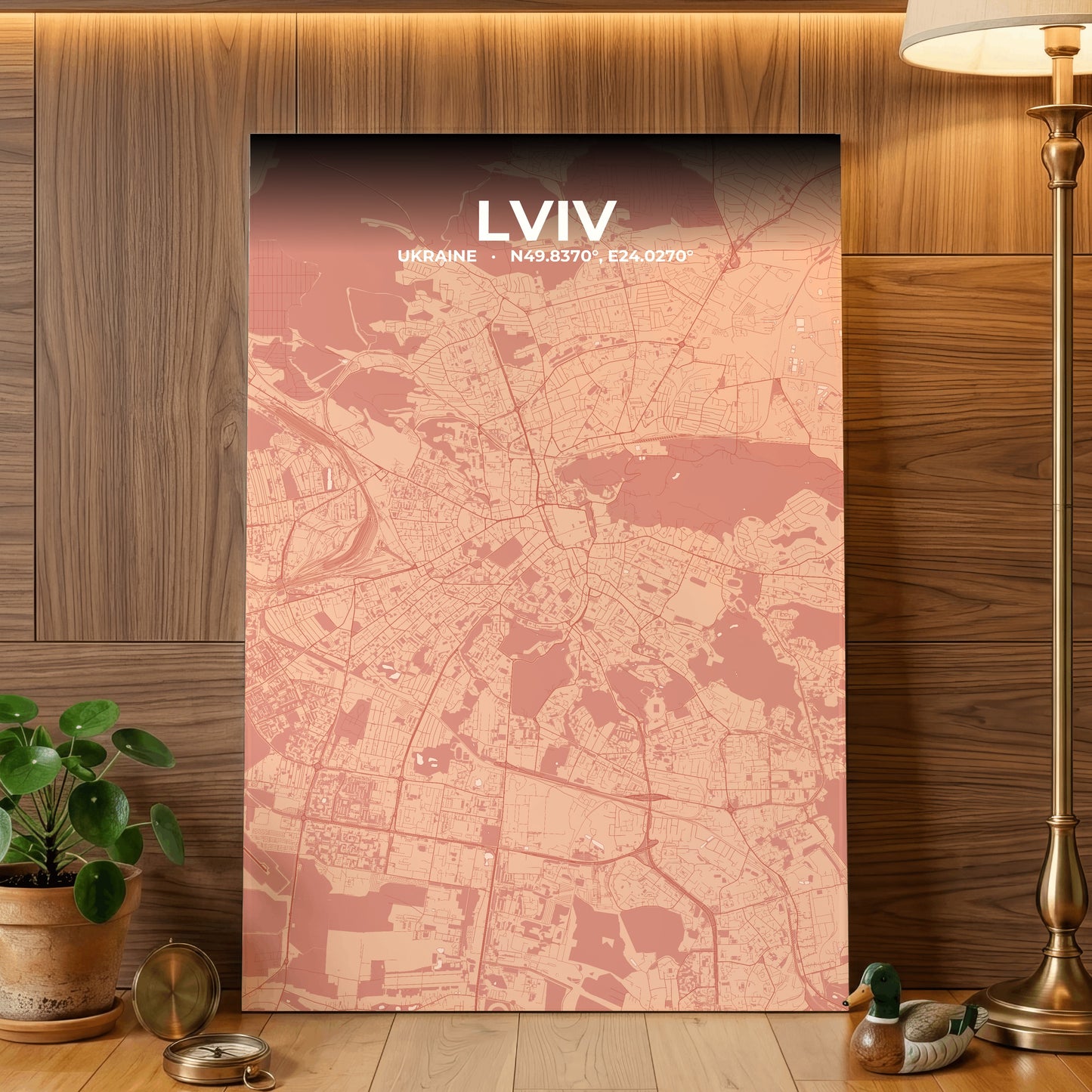 Lviv Blush Map Poster