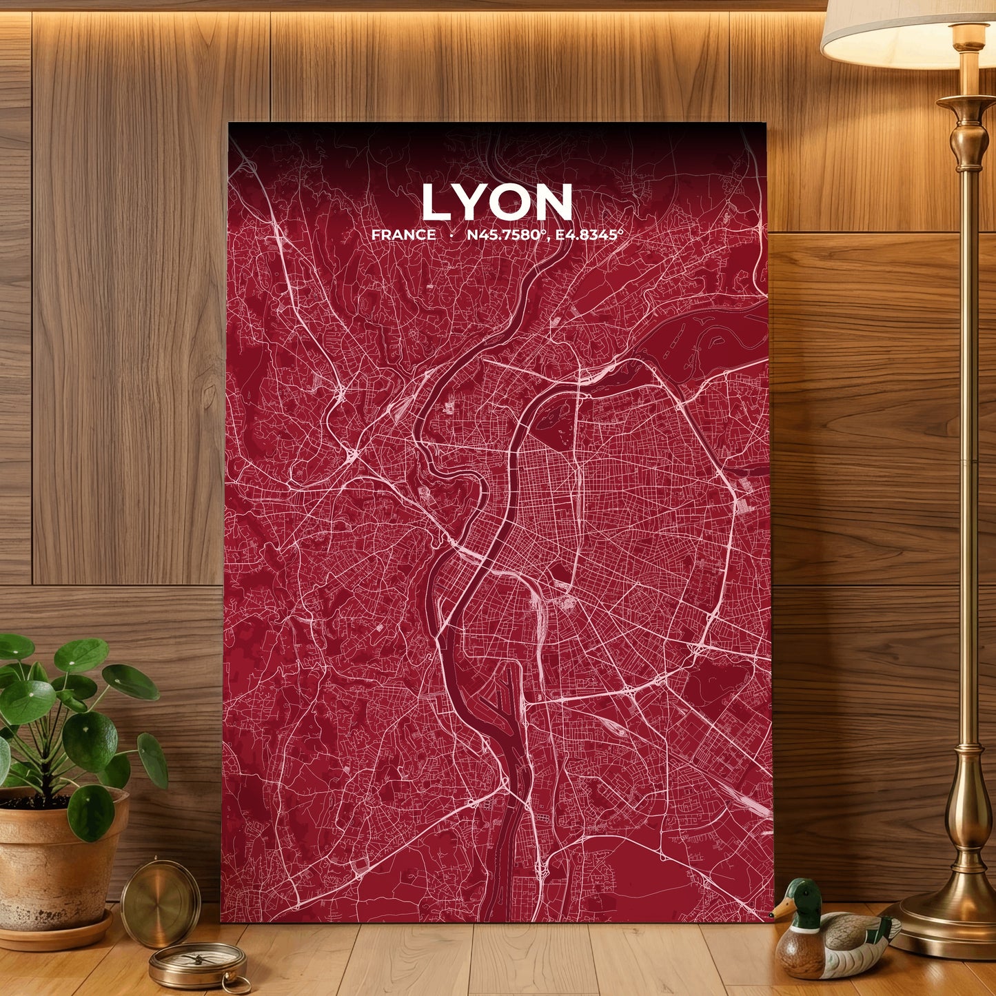 Lyon Garnet Map Poster