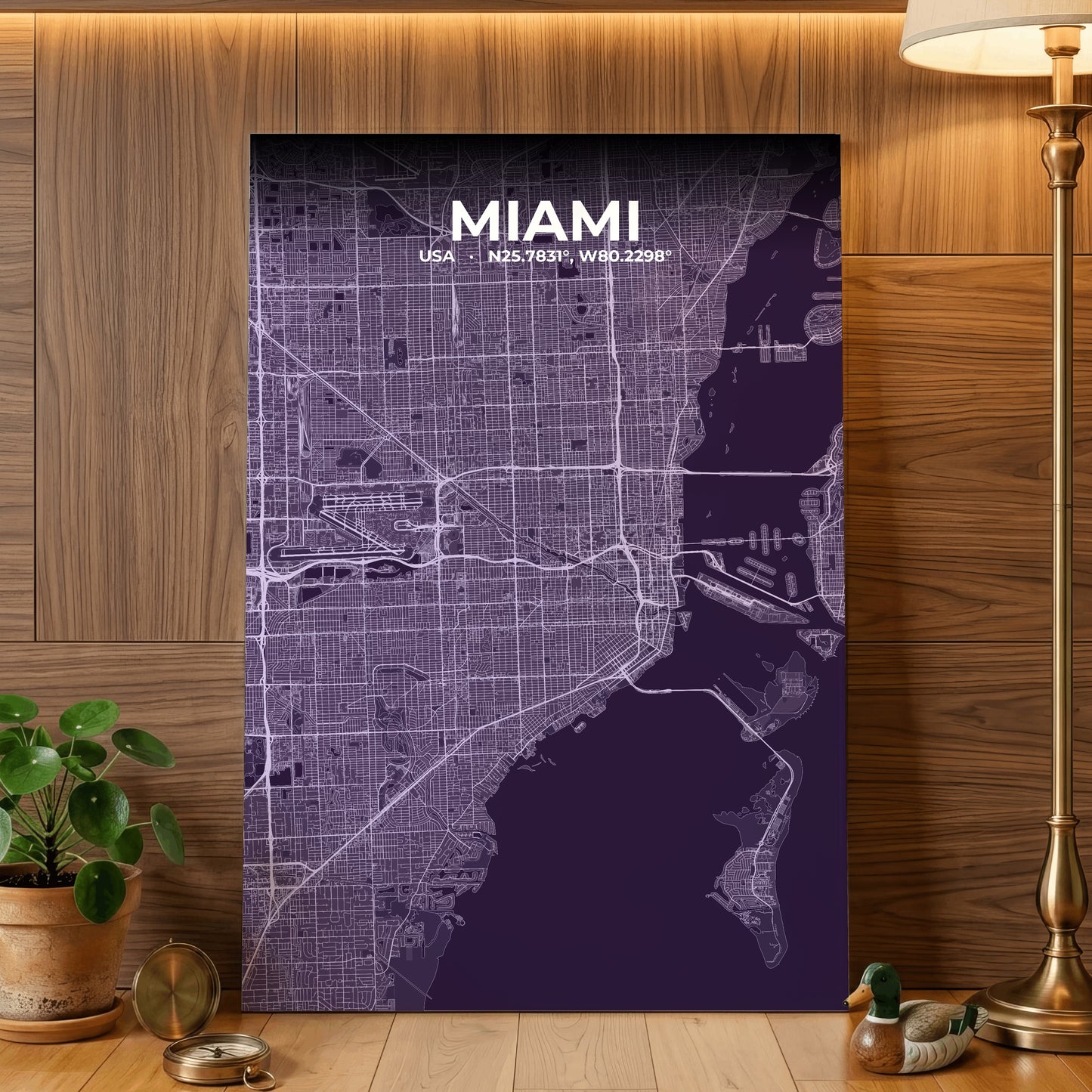 Miami Dusk Map Poster