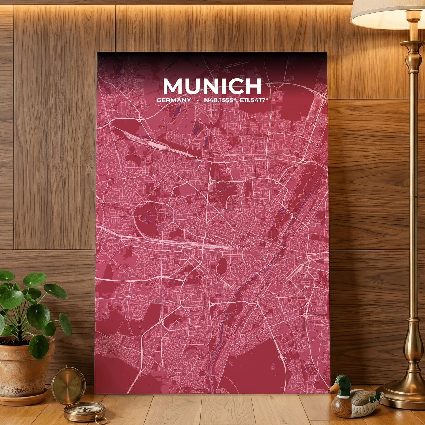 Munich Scarlet Map Poster