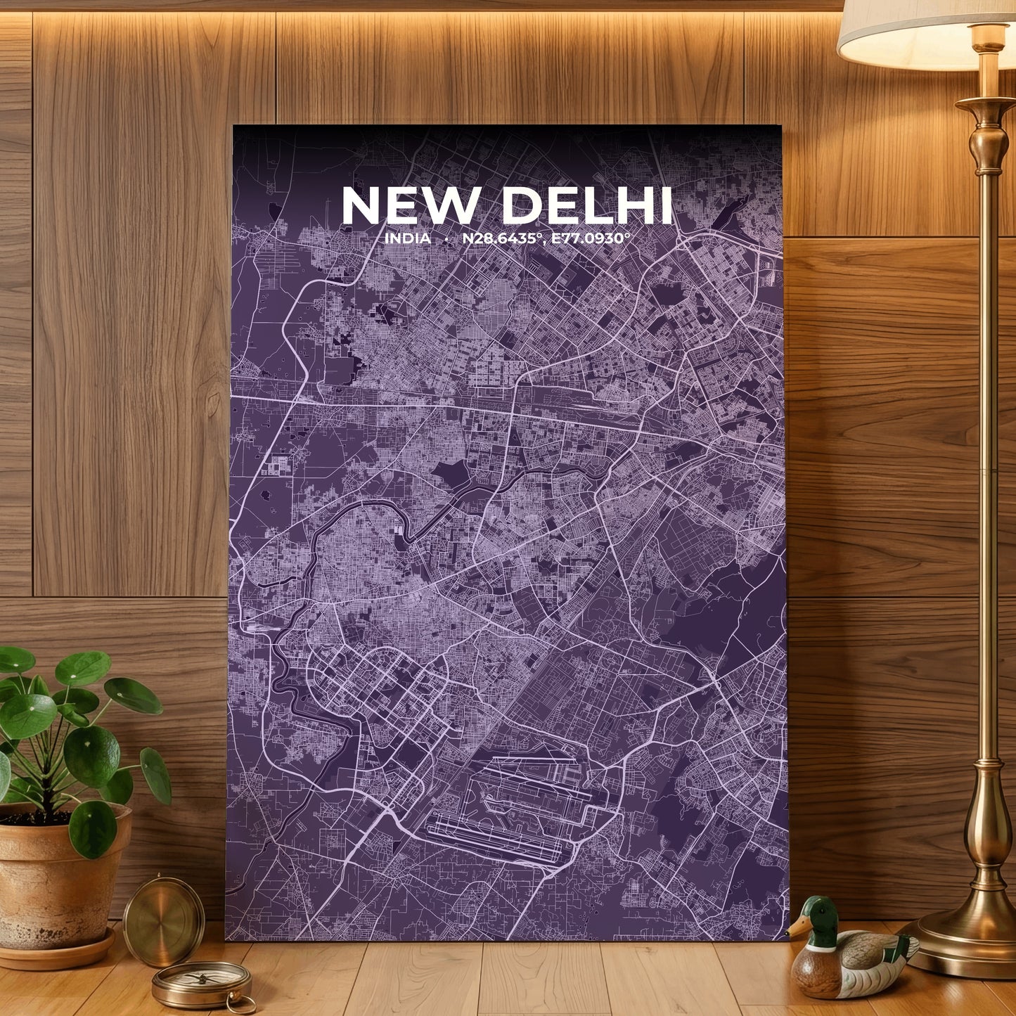 New Delhi Dusk Map Poster