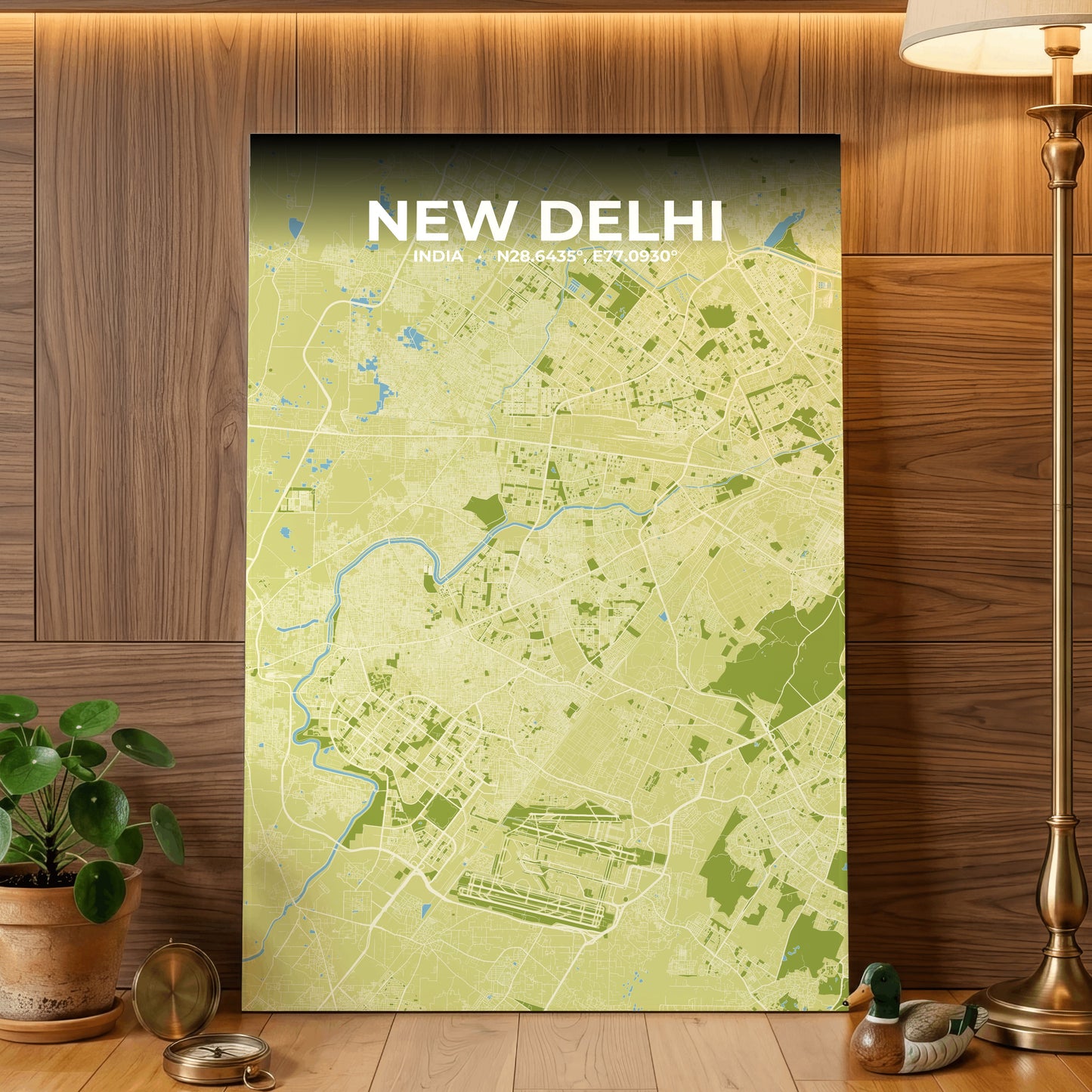 New Delhi Fern Map Poster