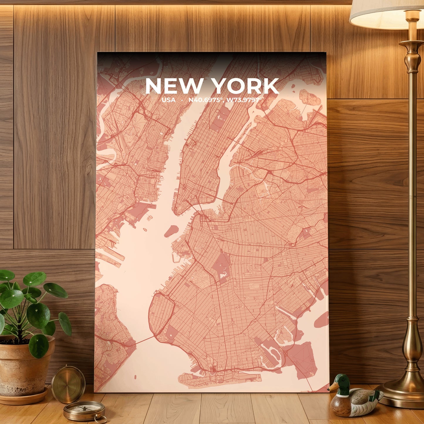 New York Blush Map Poster