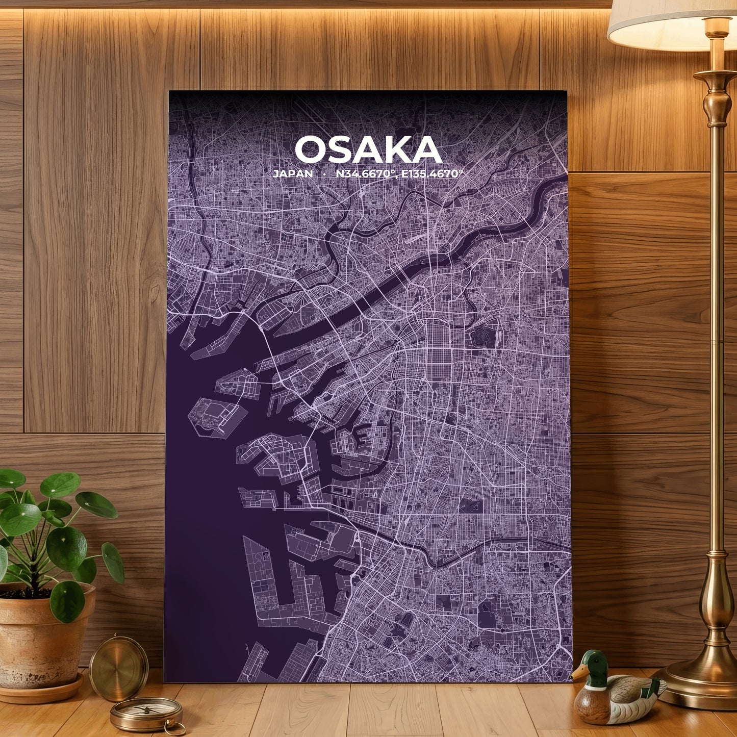 Osaka Dusk Map Poster