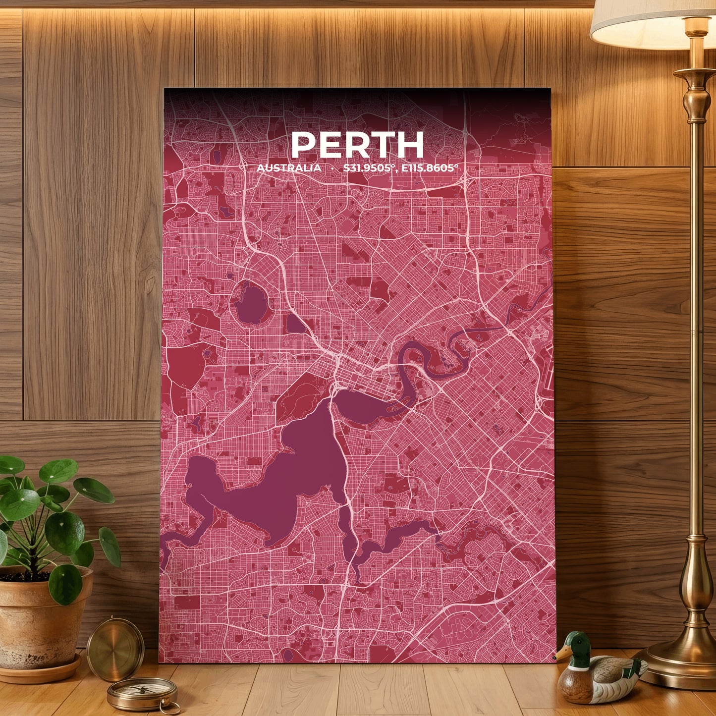 Perth Scarlet Map Poster