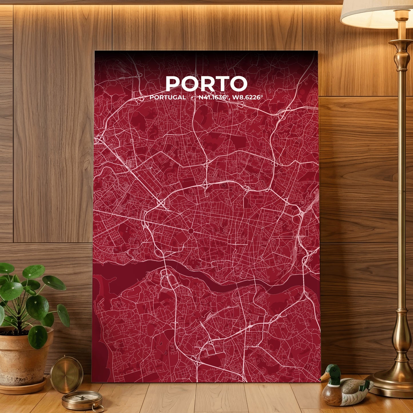 Porto Garnet Map Poster