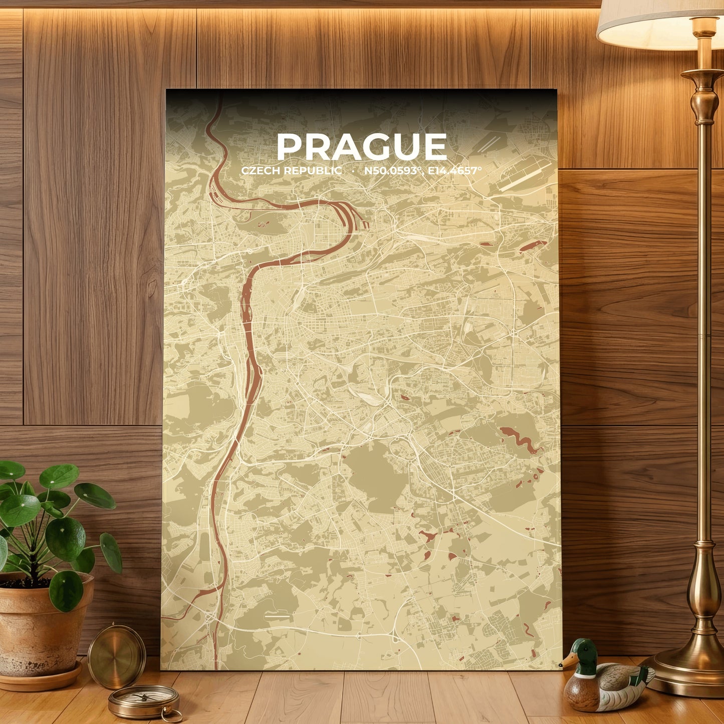 Prague Ember Map Poster