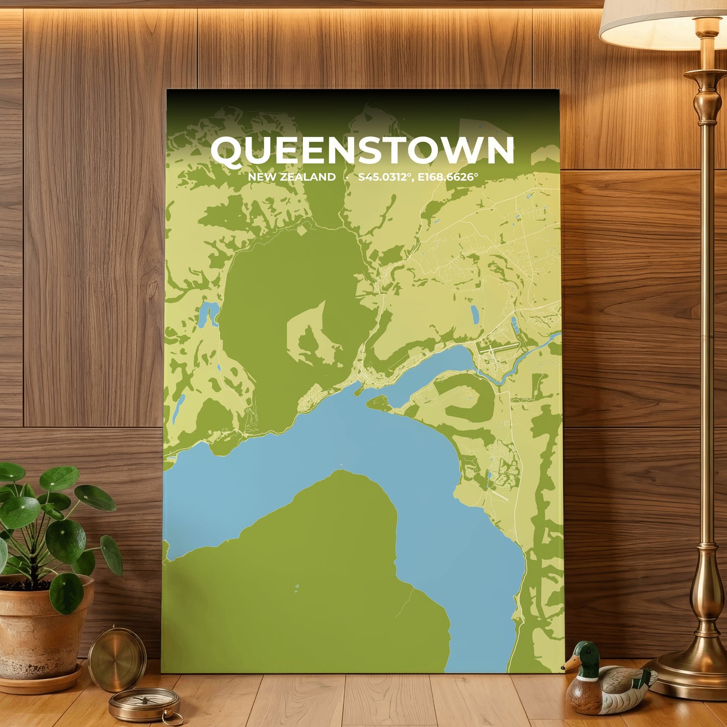 Queenstown Fern Map Poster
