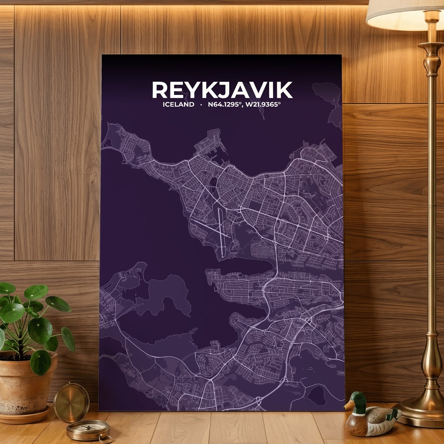 Reykjavik Dusk Map Poster