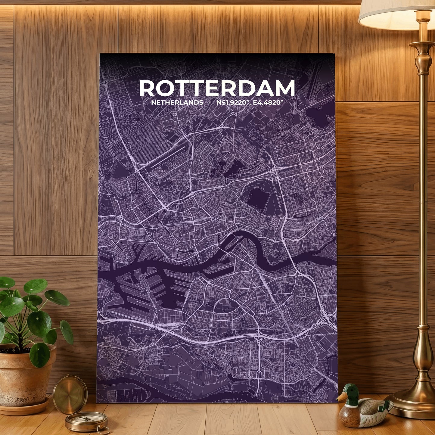 Rotterdam Dusk Map Poster