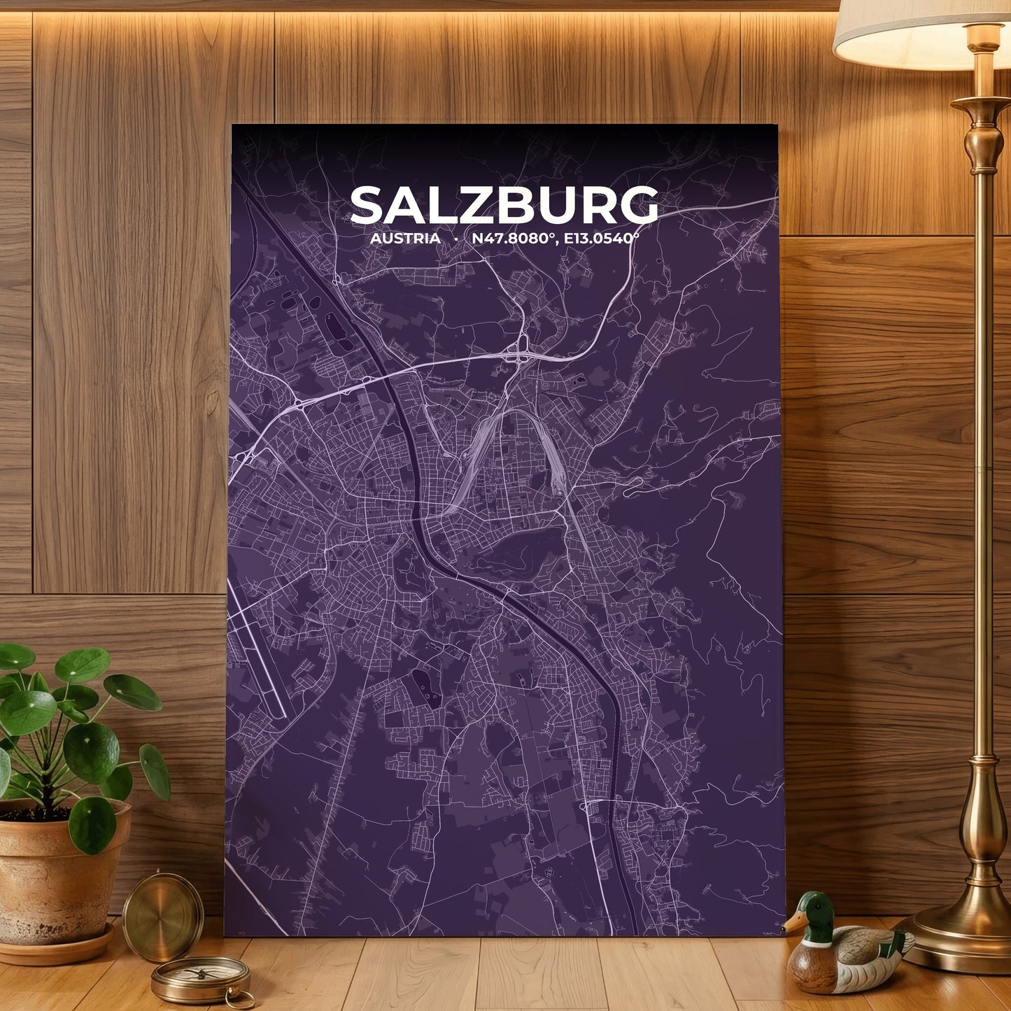 Salzburg Dusk Map Poster