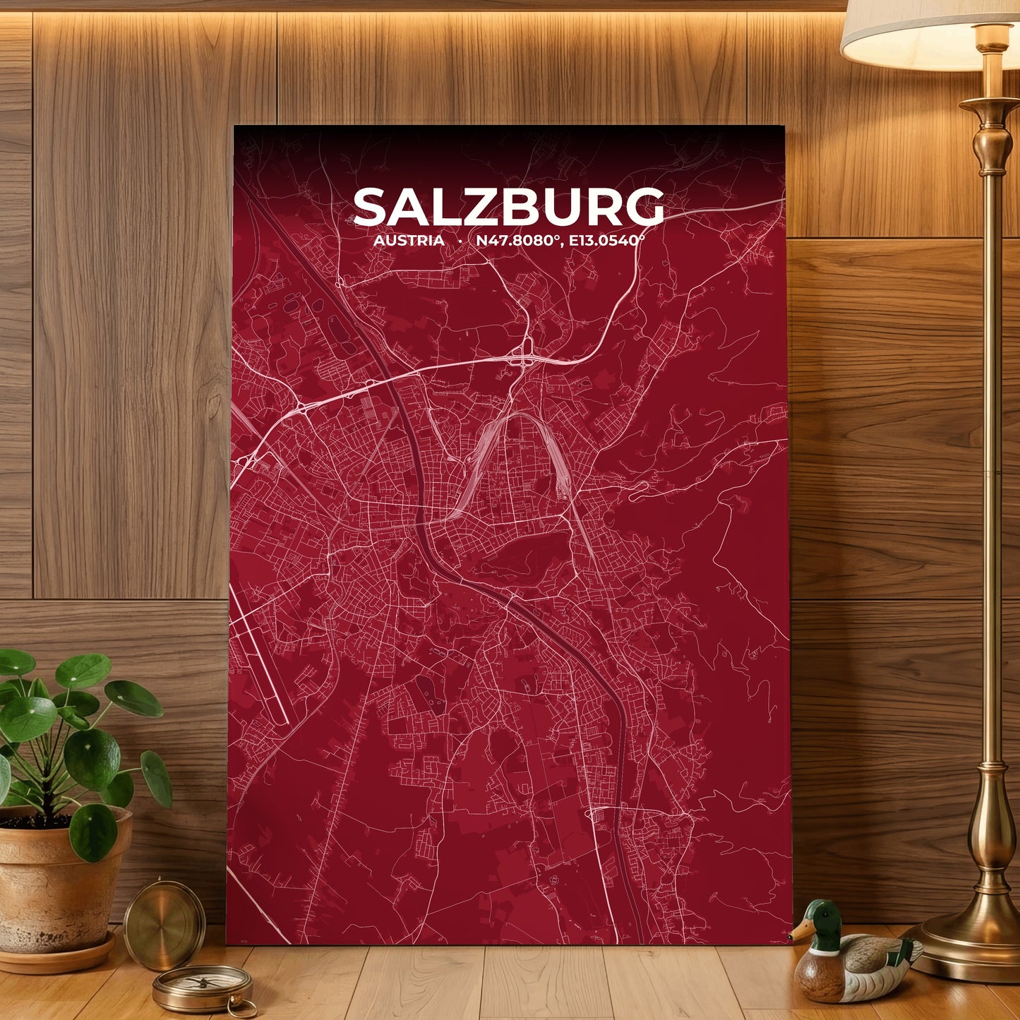 Salzburg Garnet Map Poster