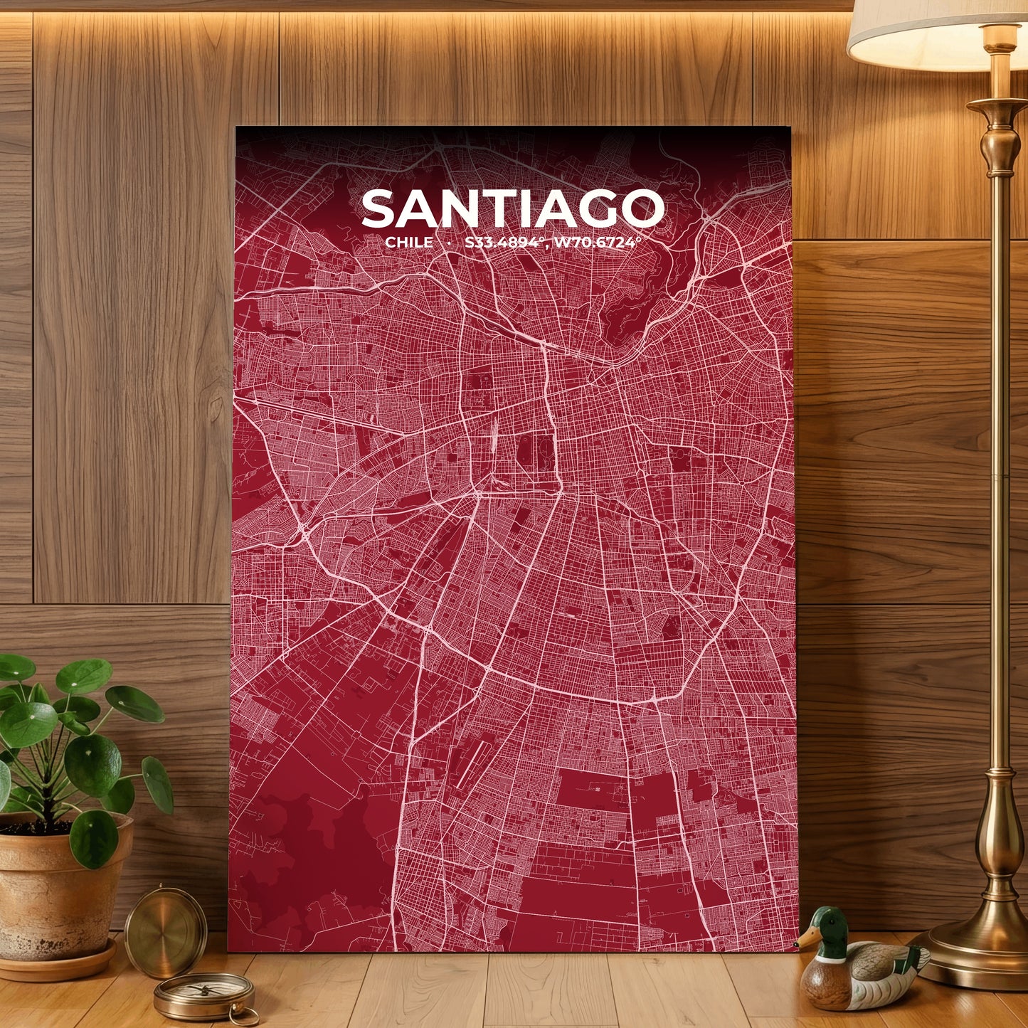 Santiago Garnet Map Poster