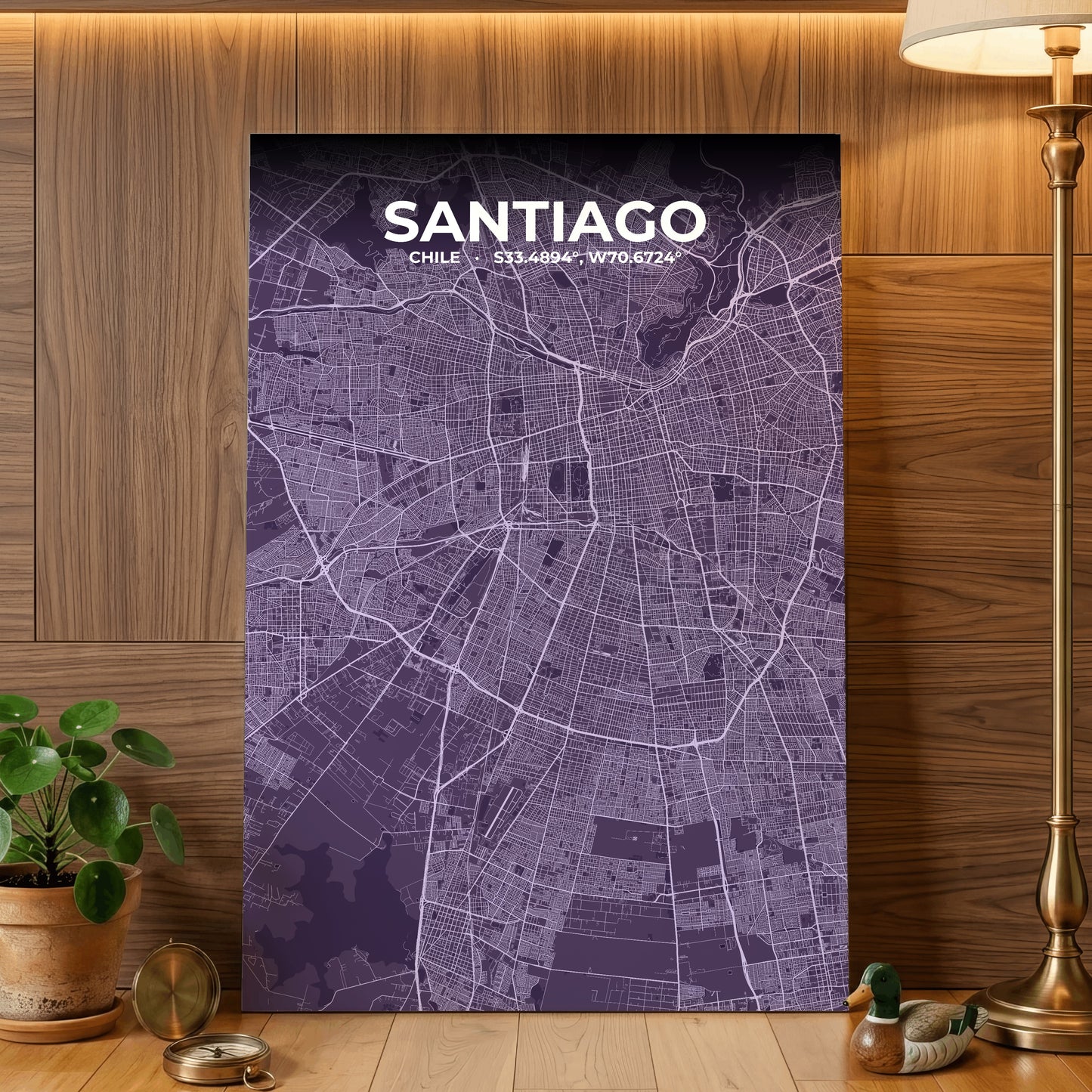 Santiago Dusk Map Poster