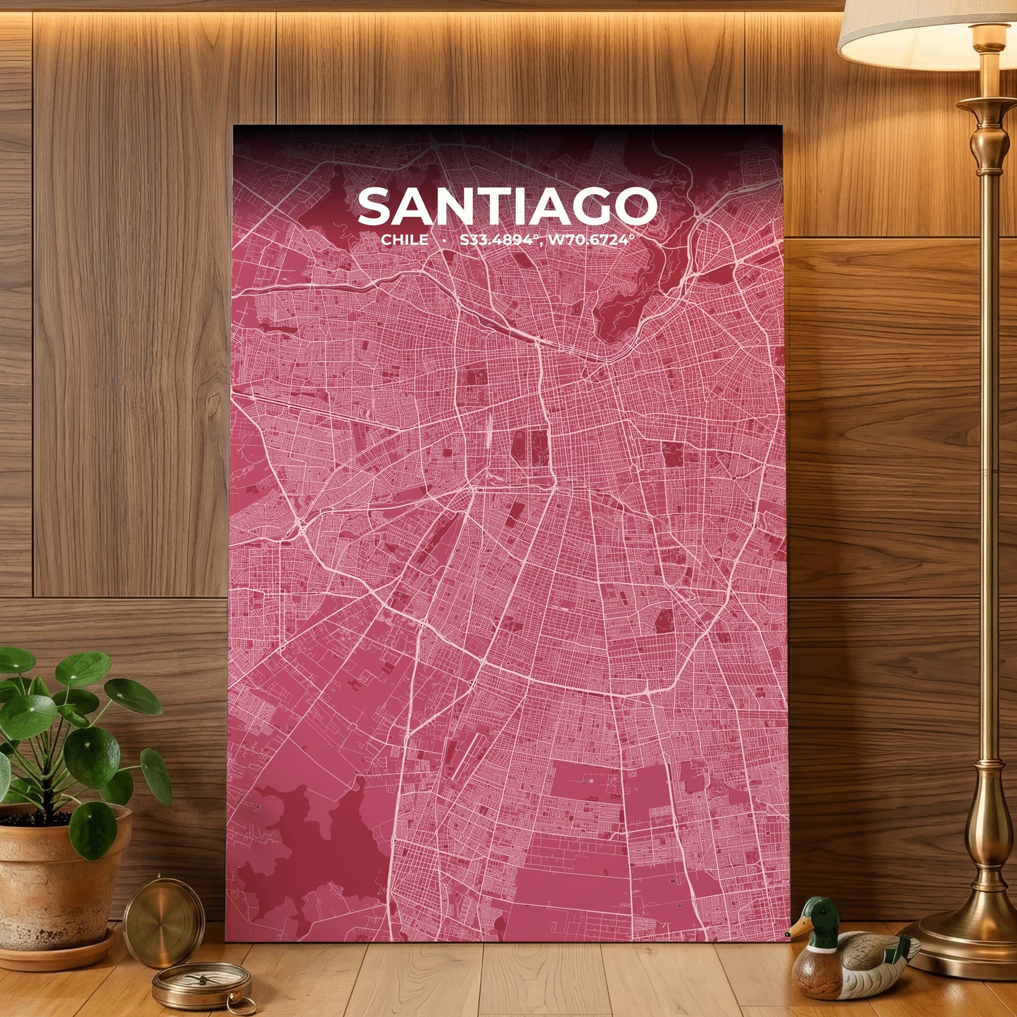 Santiago Scarlet Map Poster