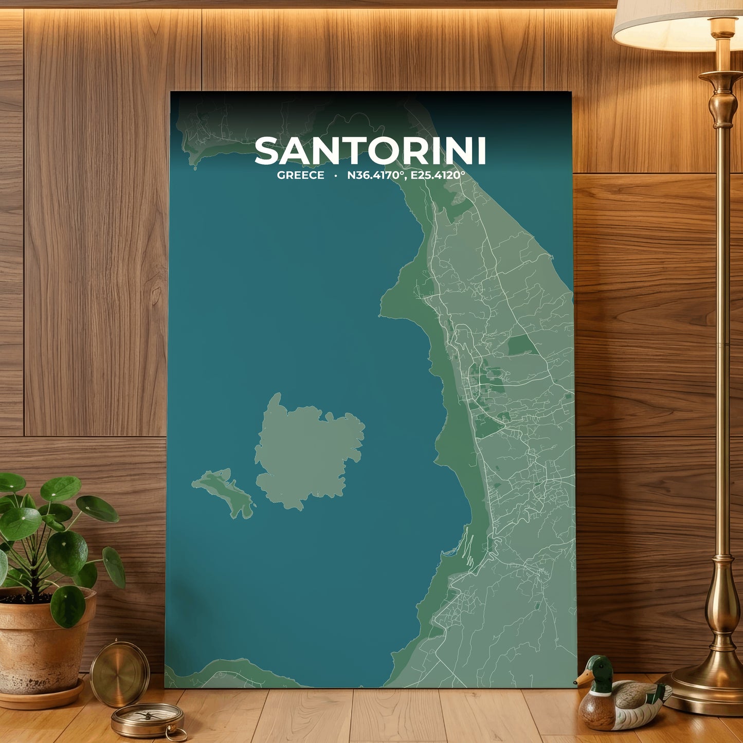 Santorini Mist Map Poster