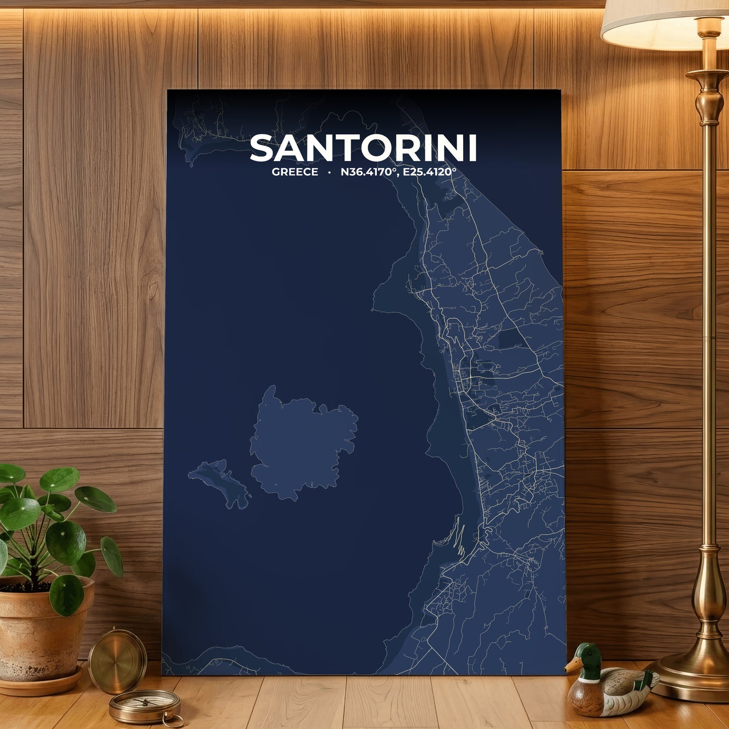 Santorini Anchor Map Poster