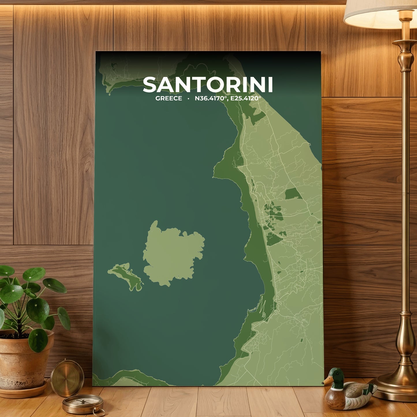 Santorini Clay Map Poster