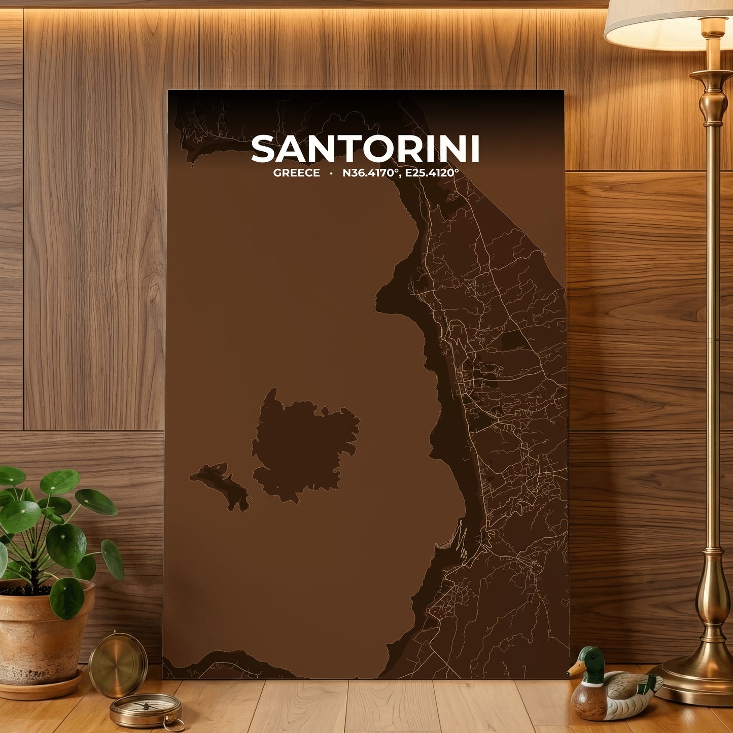 Santorini Plum Map Poster